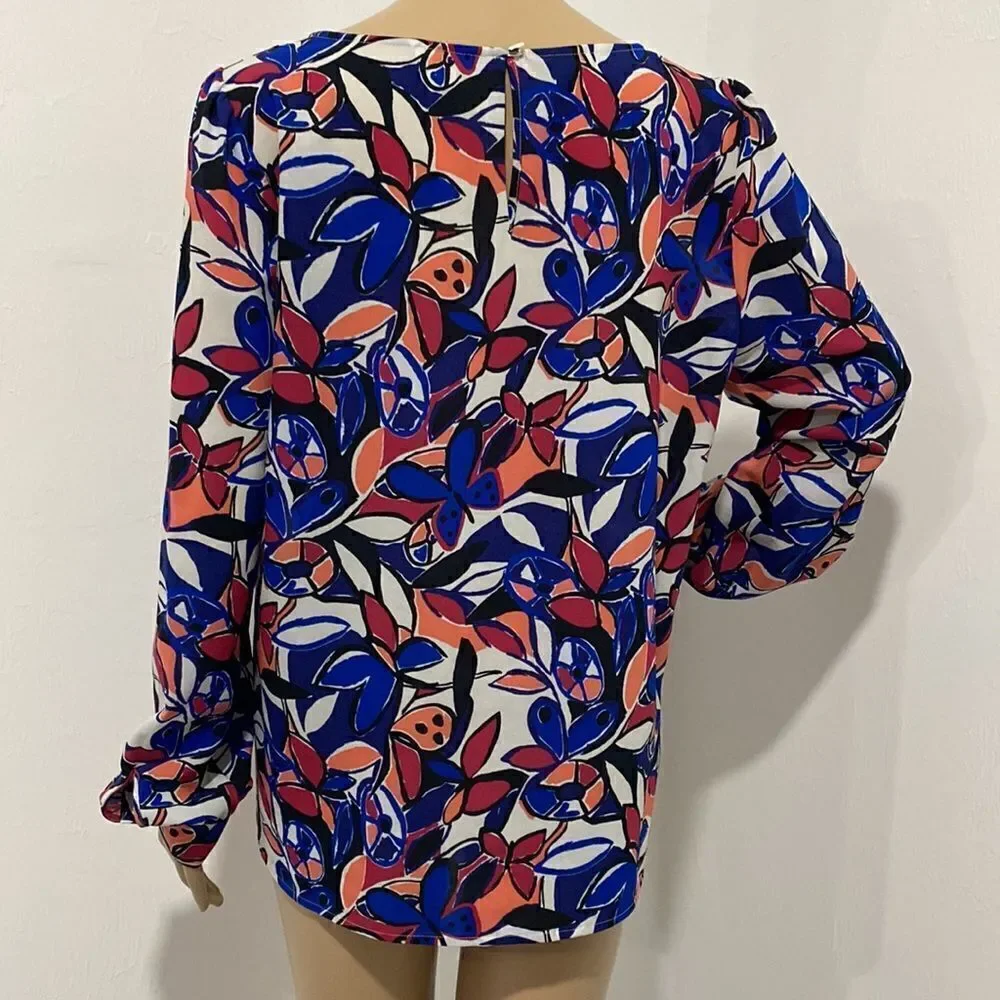 ❤️Last Chance J.Crew floral print scoop neck long sleeve blouse top size M